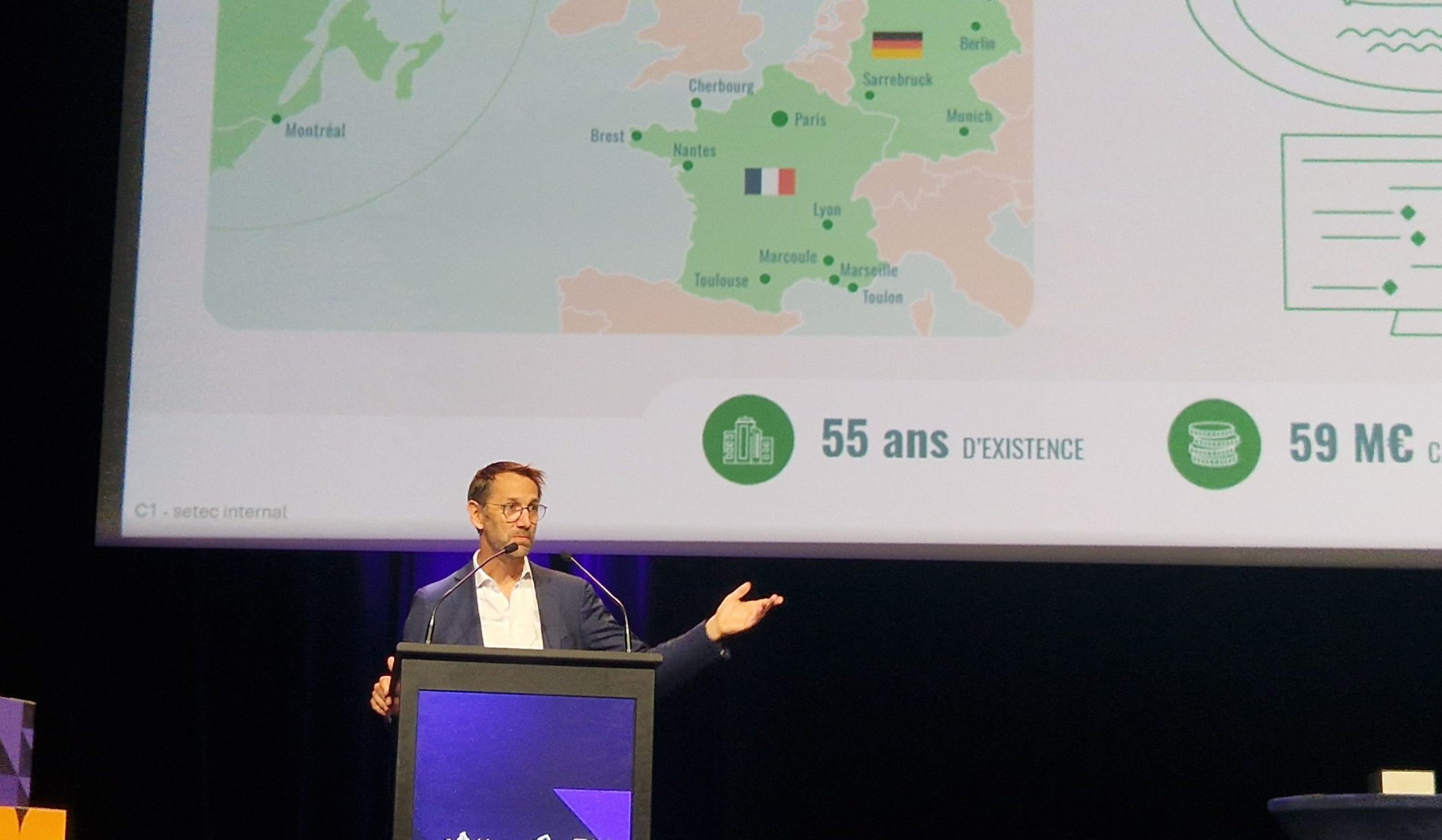 CEO doing a presentation at an event.
